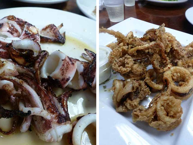grilled and fried squid at astoria seafood